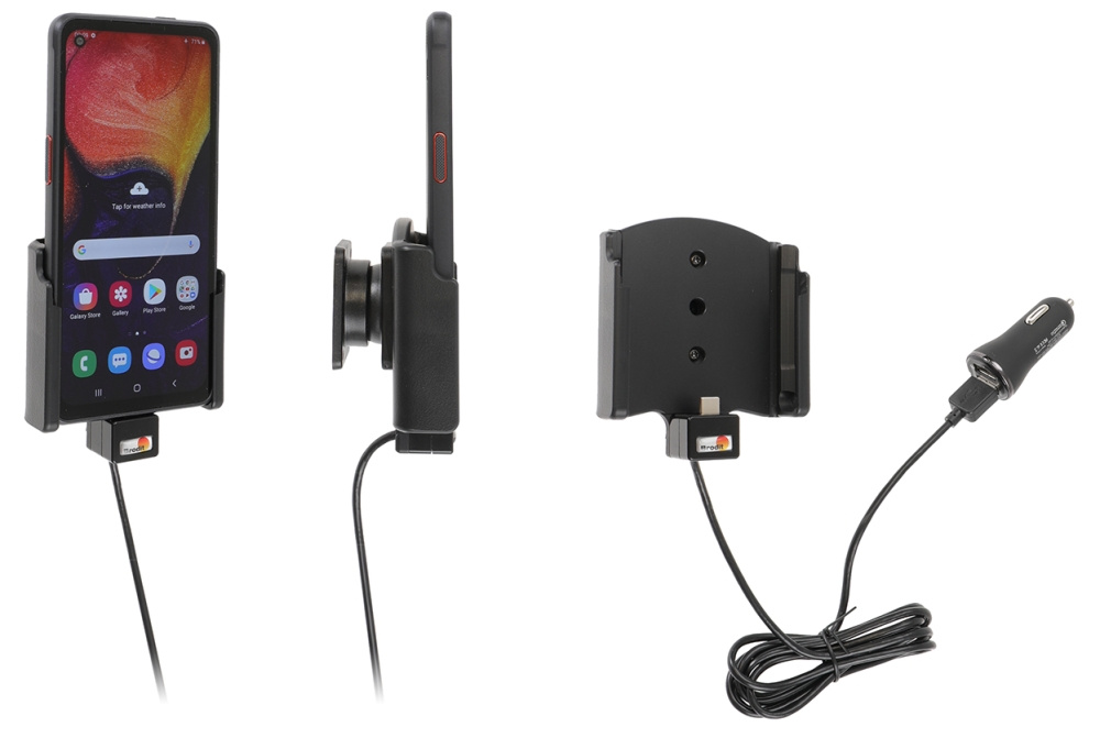 Aktywny uchwyt Brodit z kablem USB i adapterem do gniazda zapalniczki, Samsung Galaxy Xcover Pro SM-G715