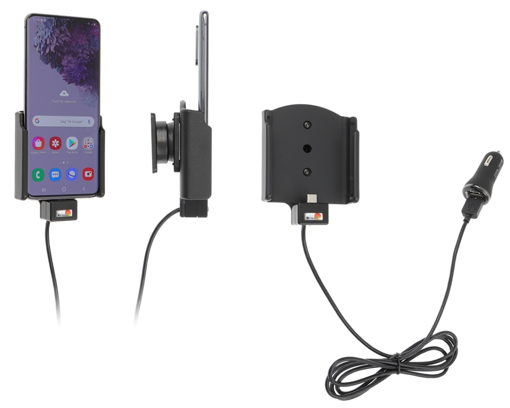 Aktywny uchwyt Brodit z kablem USB i adapterem do gniazda zapalniczki, Samsung Galaxy S20 4G, 5G (SM-G981B/SM-G981F)