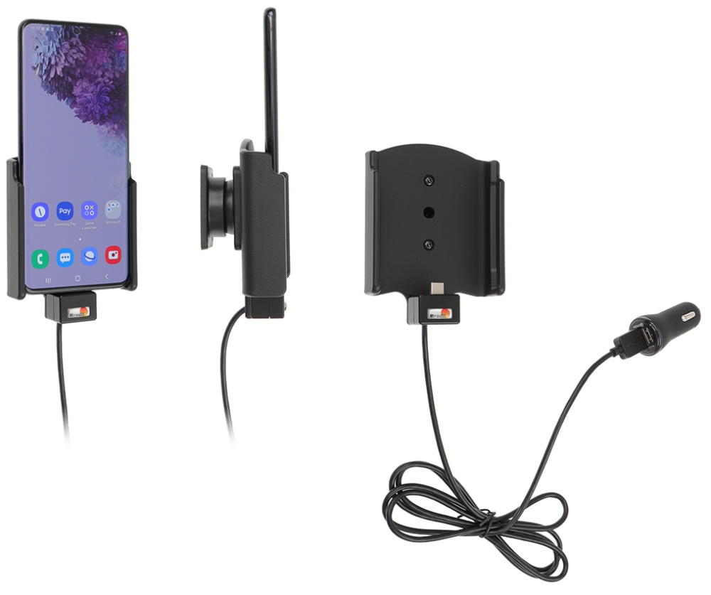 Aktywny uchwyt Brodit z kablem USB i adapterem do gniazda zapalniczki, Samsung Galaxy S20 Plus 5G (SM-G986B/SM-G986F)