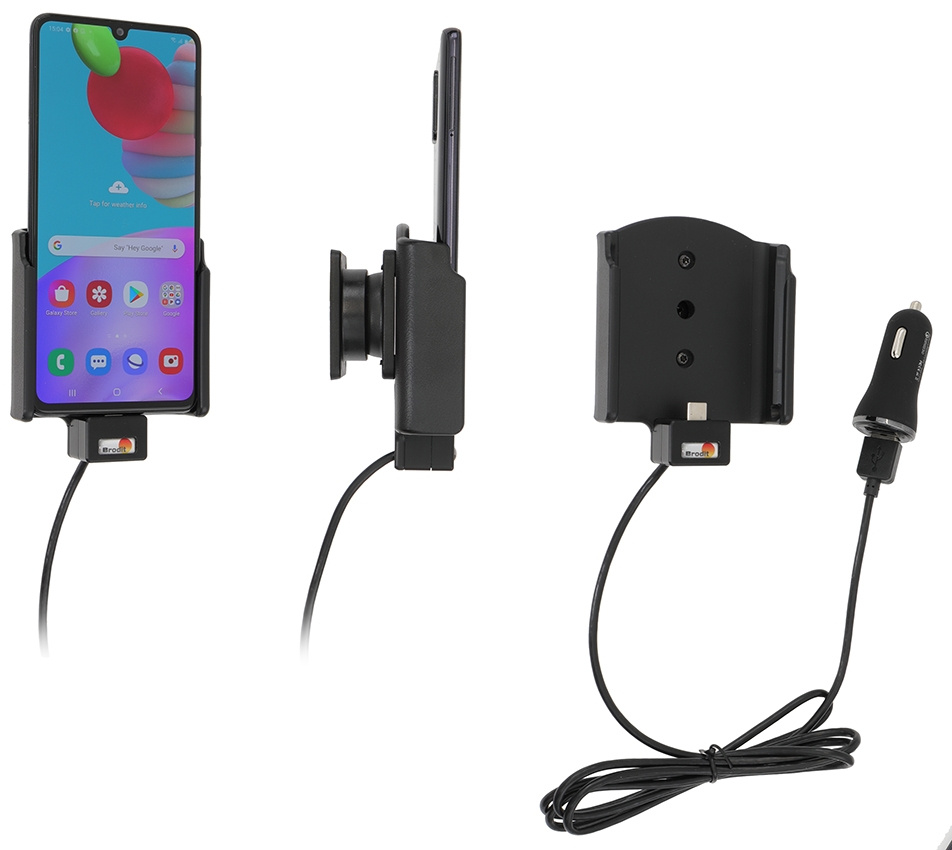 Aktywny uchwyt Brodit z kablem USB i adapterem do gniazda zapalniczki, Samsung Galaxy A41 (SM-A415F)