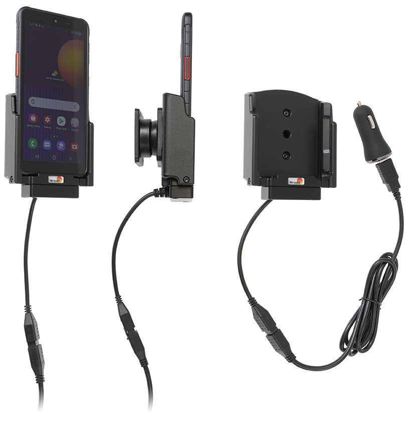 Brodit Aktywny uchwyt z kablem USB i adapterem do gniazda zapalniczki, Samsung Galaxy Xcover 5