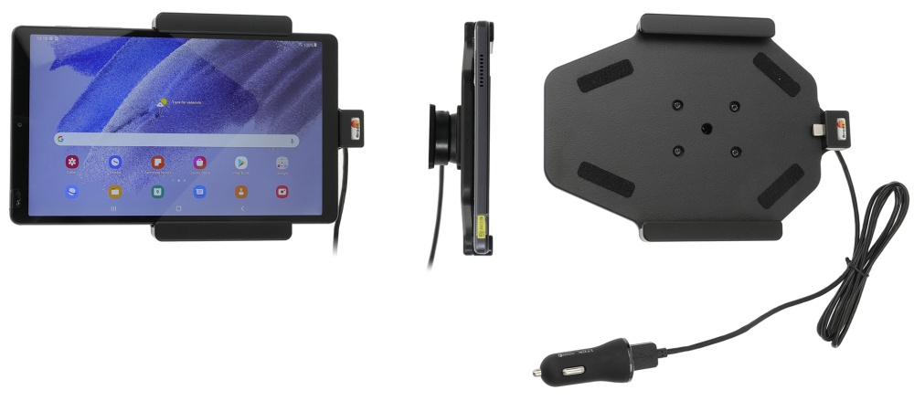 Brodit Aktywny uchwyt z kablem USB i adapterem do gniazda zapalniczki, Samsung Galaxy Tab A7 Lite SM-T220/SM-T225