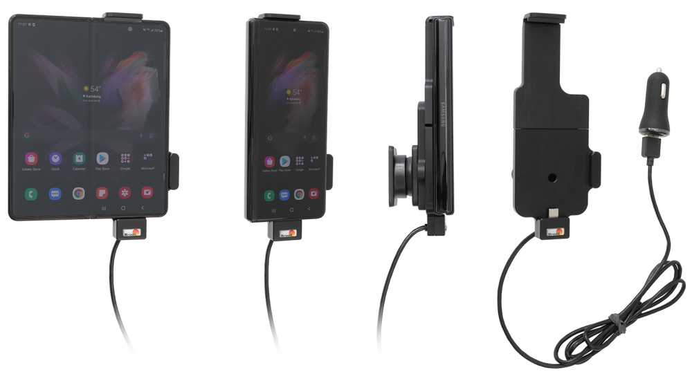 Brodit Aktywny uchwyt z kablem USB i adapterem do gniazda zapalniczki, Samsung Galaxy Z Fold3 5G