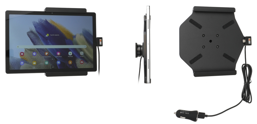 Brodit Aktywny uchwyt z kablem USB i adapterem do gniazda zapalniczki, Samsung Galaxy Tab A8 SM-X200/205