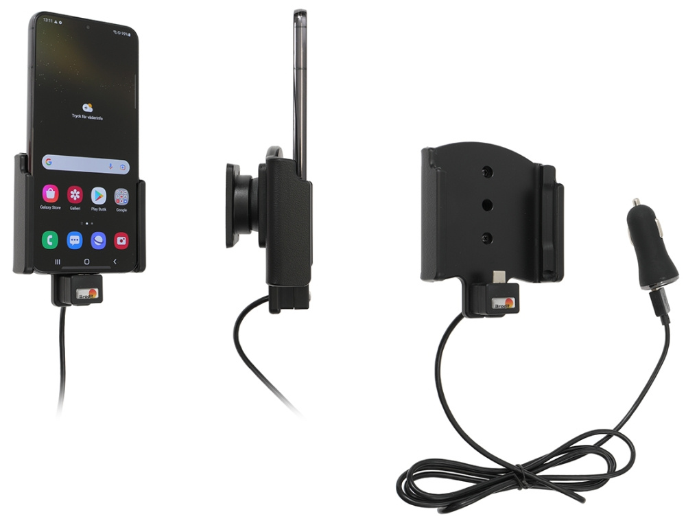 Brodit Aktywny uchwyt z kablem USB i adapterem do gniazda zapalniczki, Samsung Galaxy S22+ 5G (SM-S906B/SM-S906B/DS)