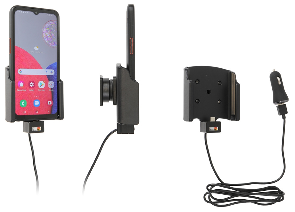 Brodit Aktywny uchwyt z kablem USB i adapterem do gniazda zapalniczki, Samsung Galaxy Xcover 6 Pro