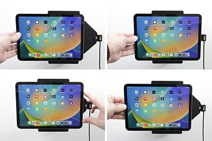 Brodit Aktywny uchwyt z kablem USB i adapterem do gniazda zapalniczki, Apple iPad 10th Gen (A2696, A2757, A2777)/2025 A16 (A3354, A3355, A3356)