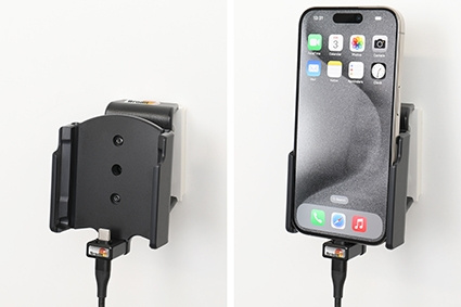 Brodit Aktywny uchwyt z kablem USB i adapterem do gniazda zapalniczki, Apple iPhone 15/15 Pro