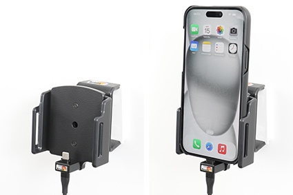 Brodit Aktywny uchwyt z kablem USB i adapterem do gniazda zapalniczki, Apple iPhone 15 Plus/15 Pro Max/16 Plus/16 Pro Max