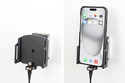 Brodit Aktywny uchwyt z kablem USB i adapterem do gniazda zapalniczki, Apple iPhone 15 Plus/15 Pro Max/16 Plus/16 Pro Max