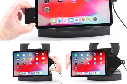 Brodit Uchwyt z zamkiem sprężynowym, Apple iPad Air 11 (A2902, A2903, A2904)/Air 11 2025 M3 (A3266, A3267, A2370)/Air 4th Gen (A2072, A2316, A2324, A2325)/Air 5th Gen (A2588, A2589, A2591)/Pro 11 2018 (A1980, A2013, A1934, A1979)/Pro 11 2020 2nd Generatio