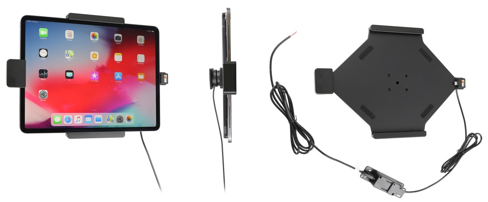 Brodit Uchwyt z zamkiem sprężynowym, Apple iPad Air 13 2024  (A2898, A2899, A2900)/Air 13 2025 M3 (A3268, A3268, A2371)/Pro 12,9 2018 (A1876, A1895, A1983, A2014)/Pro 12.9 2020 (A2069, A2232, A2229)/Pro 13 (A2925, A2926, A3007)