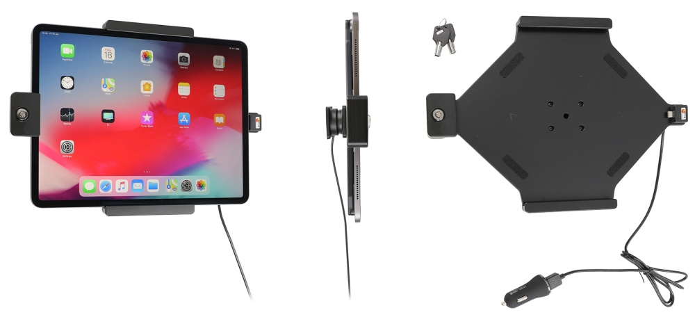 Uchwyt Brodit z zamkiem na klucz, Apple iPad Air 13 2024  (A2898, A2899, A2900)/Air 13 2025 M3 (A3268, A3268, A2371)/Pro 12,9 2018 (A1876, A1895, A1983, A2014)/Pro 12.9 2020 (A2069, A2232, A2229)/Pro 12.9 5th Gen 2021 (A2378, A2379, A2461)/Pro 12.9 6th Ge