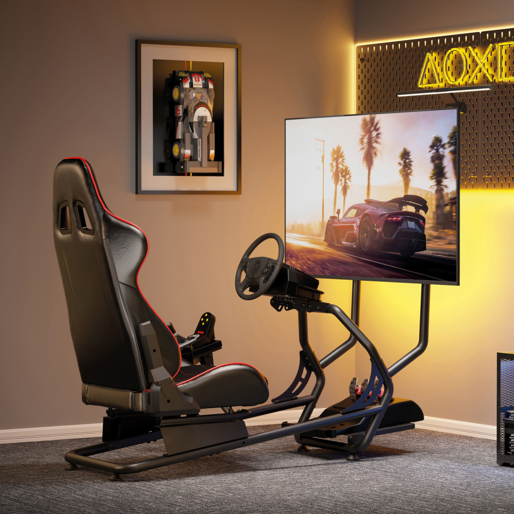 LogiLink Racing Cockpit, fotel wyścigowy z uchwytem na ekran 32-50