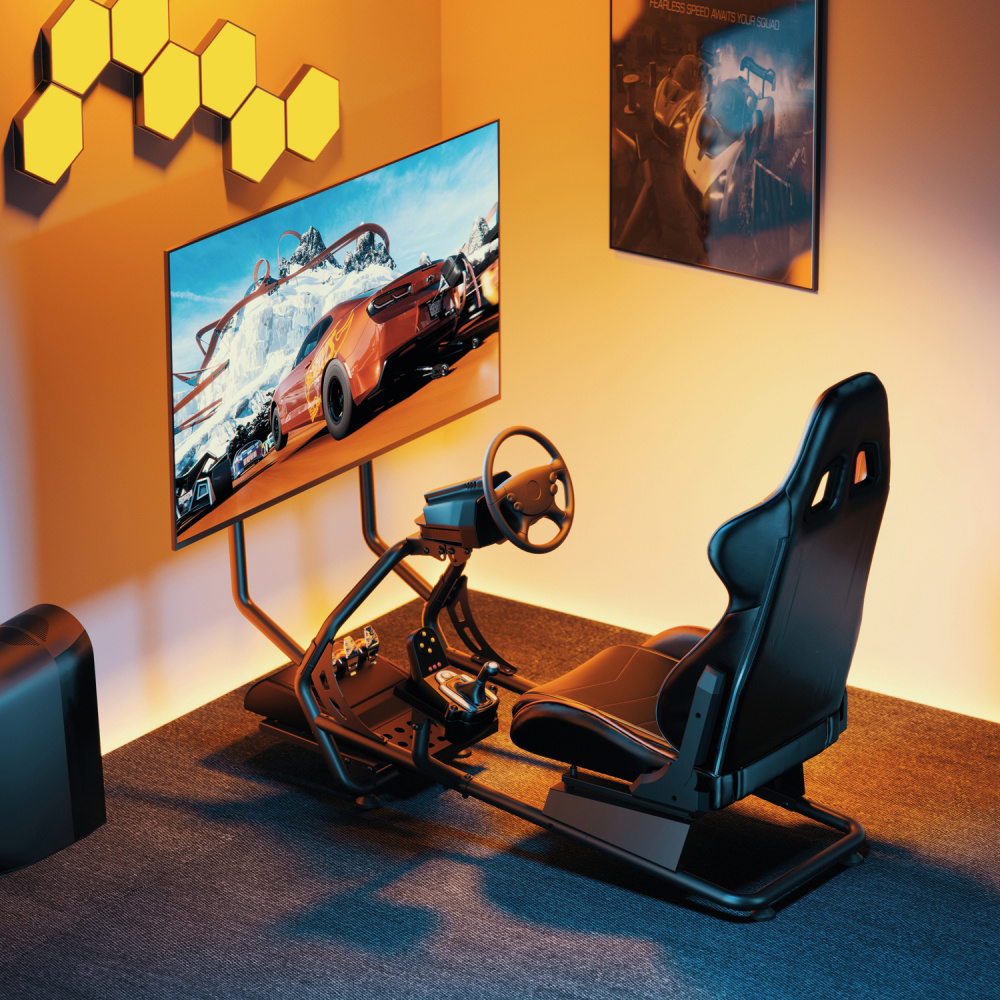 LogiLink Racing Cockpit, fotel wyścigowy z uchwytem na ekran 32-50