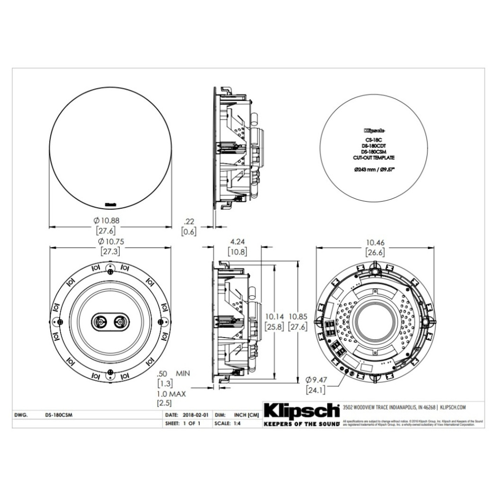 Klipsch DS-180CDT głośnik sufitowy, sztuka