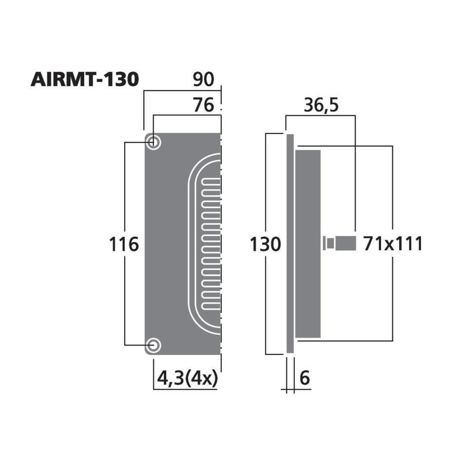 Monacor AIRMT-130, głośnik wysokotonowy AMT wstęgowy, 8 ohm