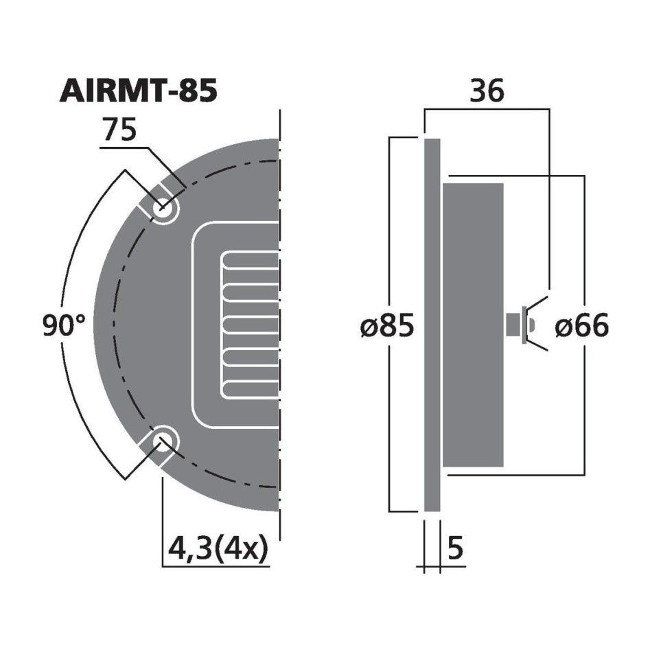 Monacor AIRMT-85, wstęgowy głośnik wysokotonowy AMT, 4 omy