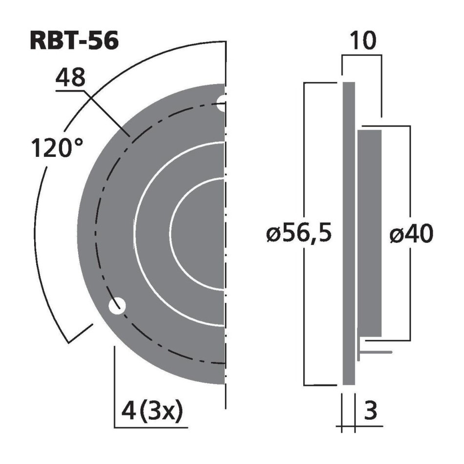 Monacor RBT-56, kompaktowy głośnik wysokotonowy wstęgowy, 4 omy