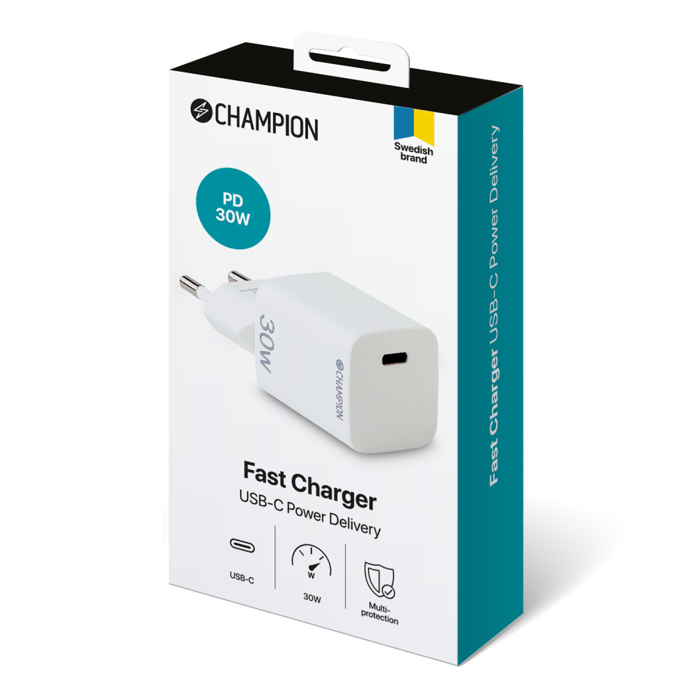 Champion Fast Charge ładowarka sieciowa USB-C PD 30W, biała