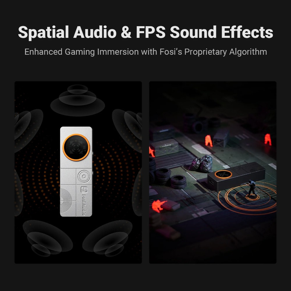 Fosi Audio DS3 przenośny DAC i wzmacniacz słuchawkowy, Obsidian