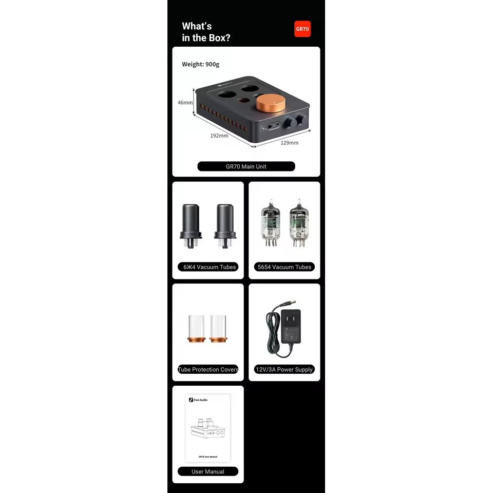 Fosi Audio GR70, wzmacniacz słuchawkowy z lampami