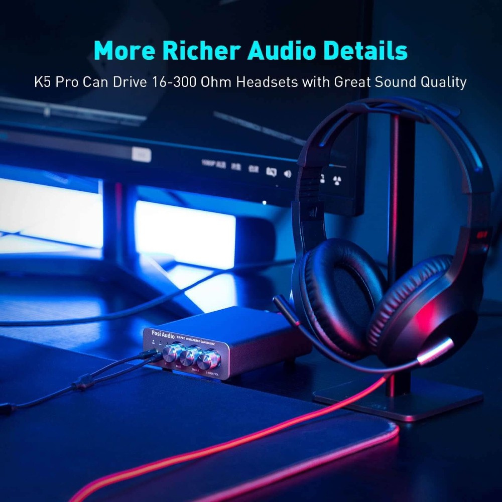 Fosi Audio K5 Pro, wzmacniacz słuchawkowy i DAC