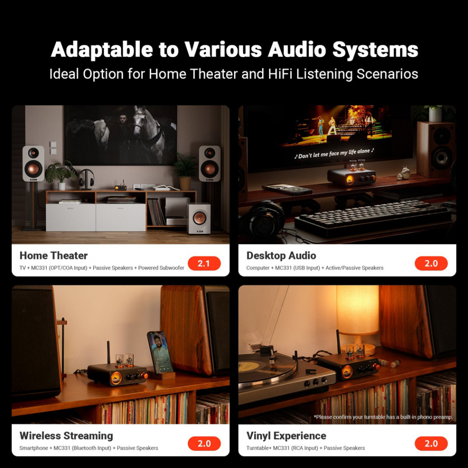 Fosi Audio MC331 wzmacniacz z lampami
