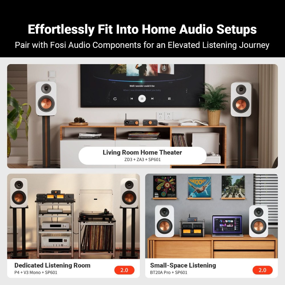 Fosi Audio SP601 głośniki podstawkowe, para biała