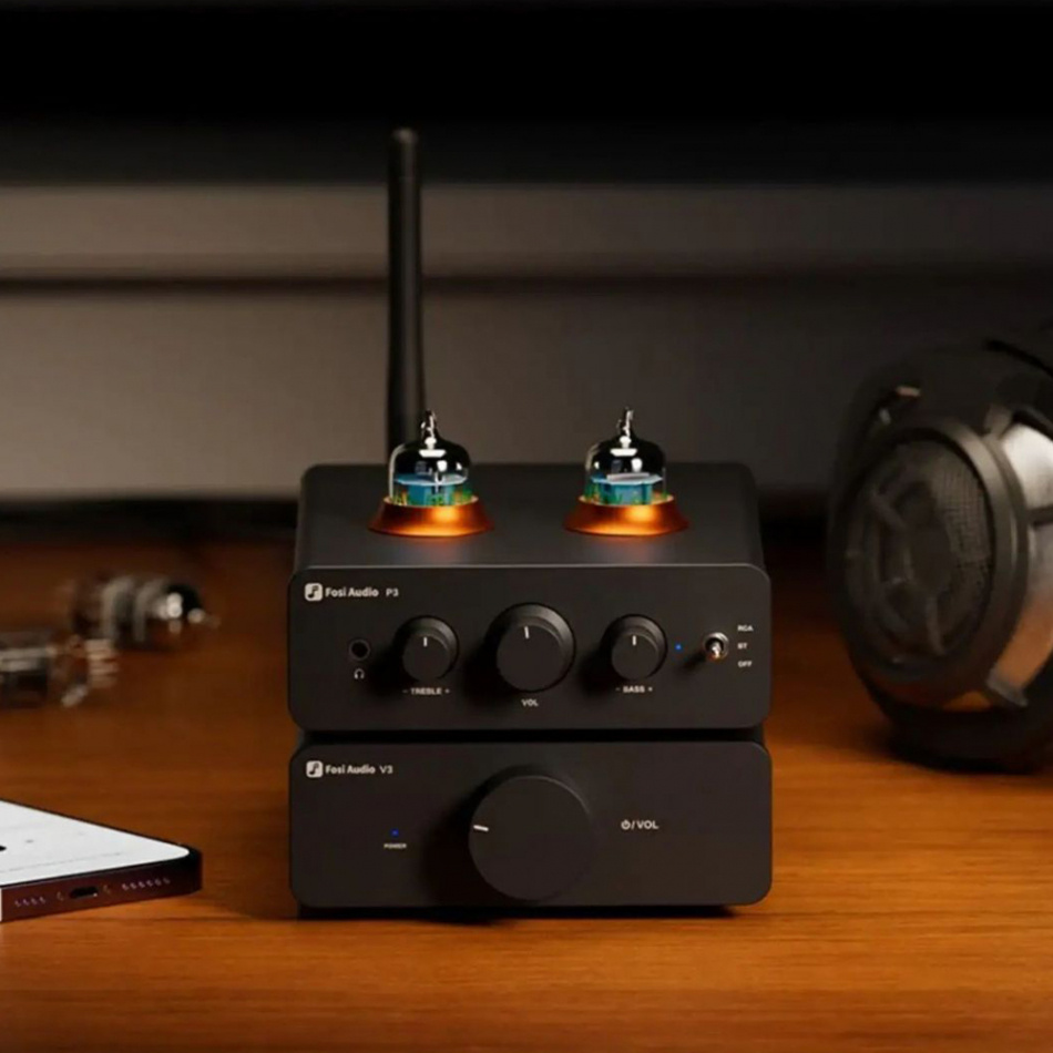 Fosi Audio V3 kompaktowy wzmacniacz, zasilacz 48V