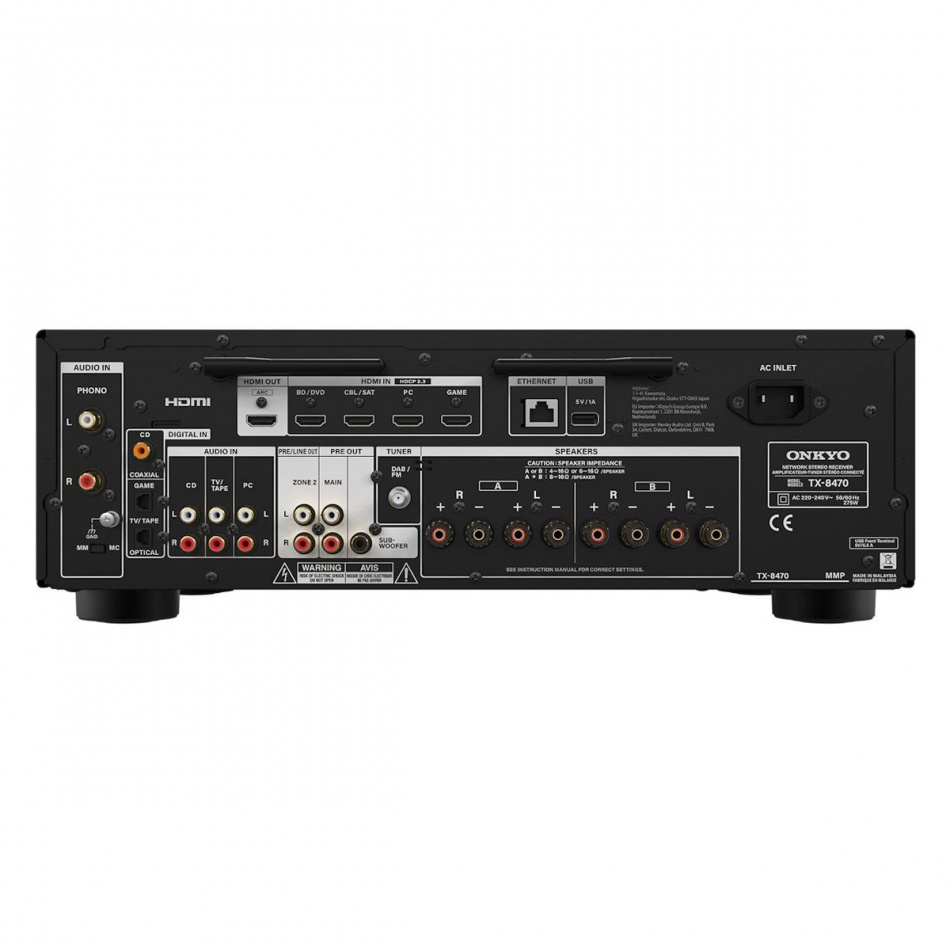 Onkyo TX-8470 wzmacniacz stereofoniczny z siecią, HDMI i więcej, czarny