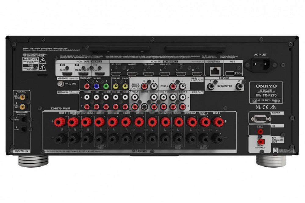 Onkyo TX-RZ70 11.2-kanałowy wzmacniacz kina domowego, czarny