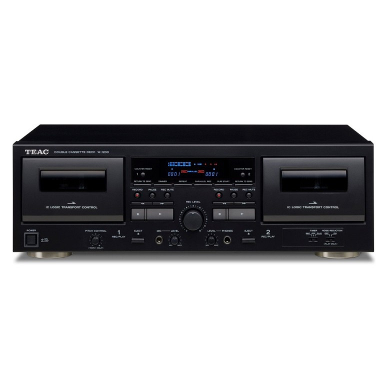 Teac W-1200 dwukieszeniowy magnetofon kasetowy z funkcją digitalizacji, czarny