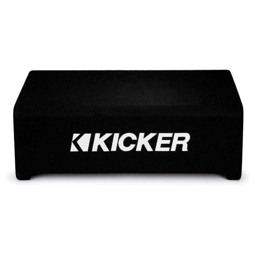 Kicker KickPack KKPDF212, zestaw basowy z zamkniętą, skierowaną w dół skrzynią basową 12 cali, wzmacniaczem i okablowaniem
