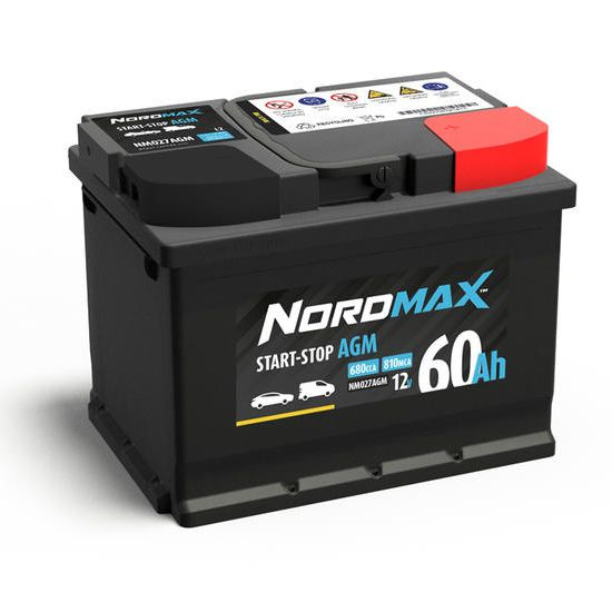 Akumulator AGM Nordmax, 60Ah / 12V