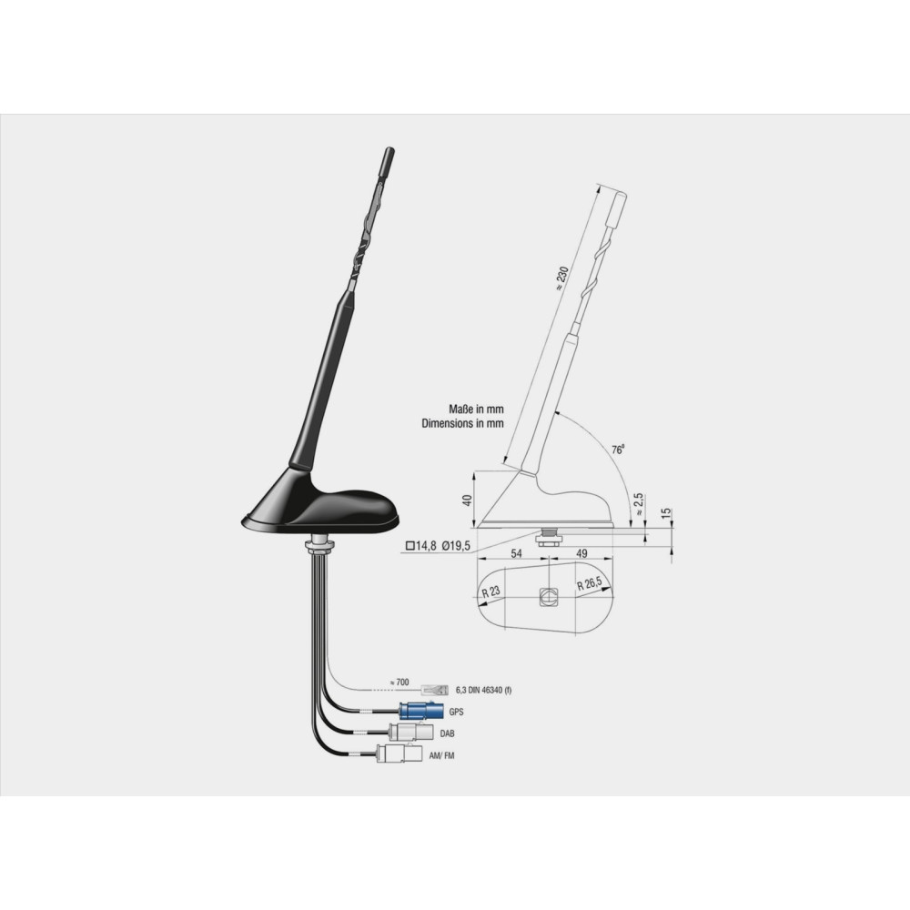 Antena dachowa AM/FM DAB+ GNSS aktywna
