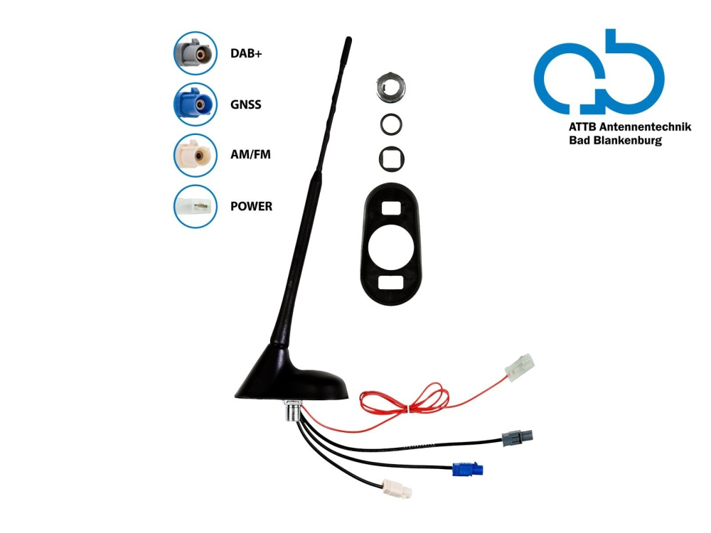 Antena dachowa AM/FM DAB+ GNSS aktywna 12V