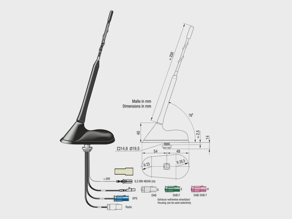 Antena dachowa AM/FM DAB+ GPS DVB-T, aktywna