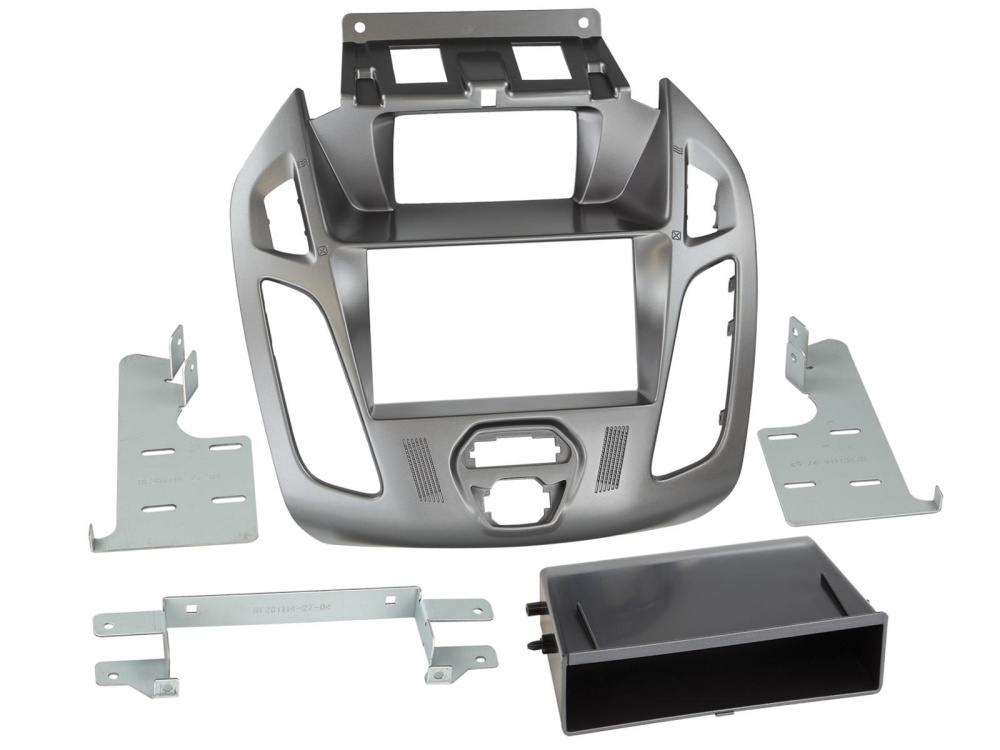 Ramka montażowa 2-DIN z kieszenią na akcesoria Ford Connect srebrna