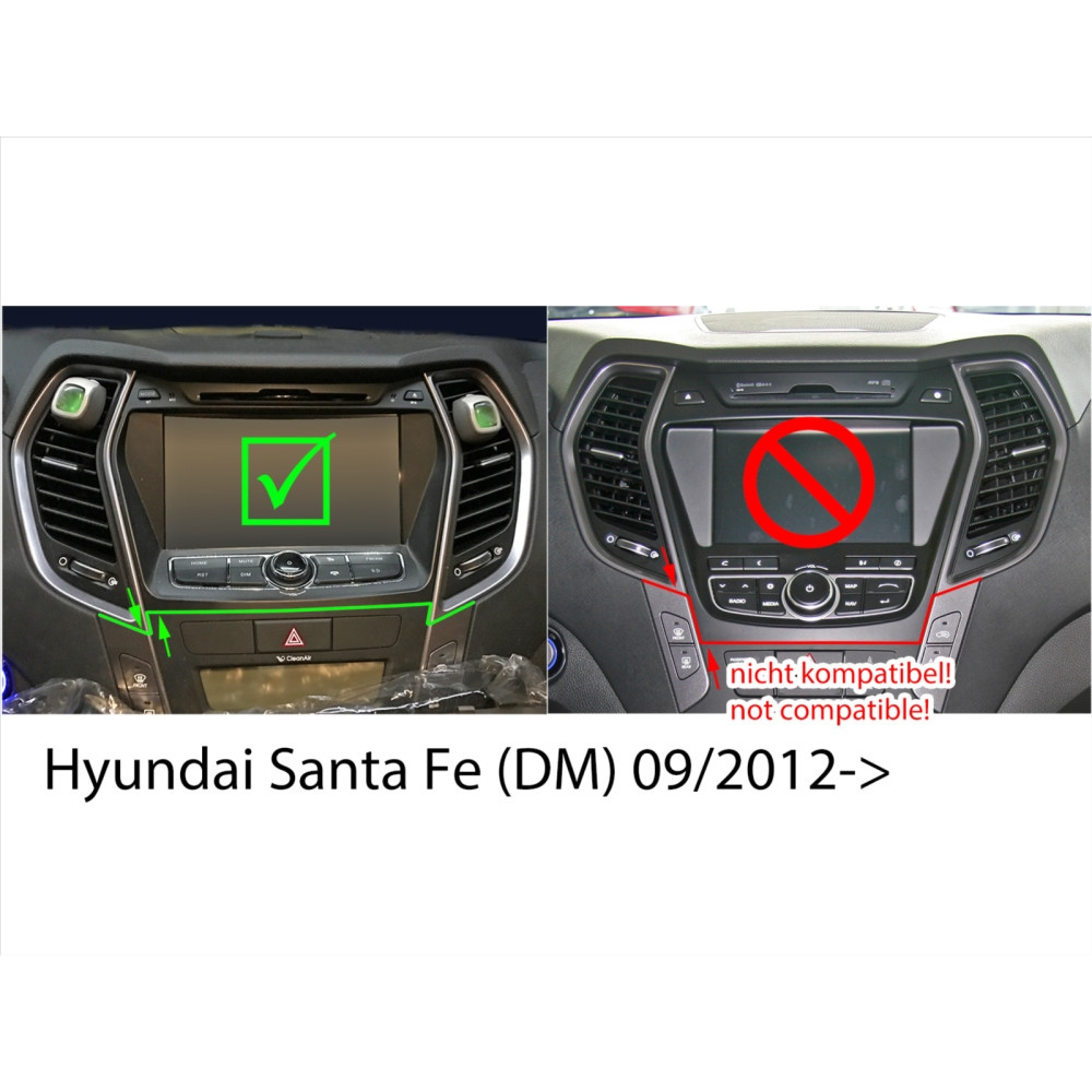 Ramka montażowa 2-DIN z kieszenią na akcesoria, Hyundai Santa Fe czarna