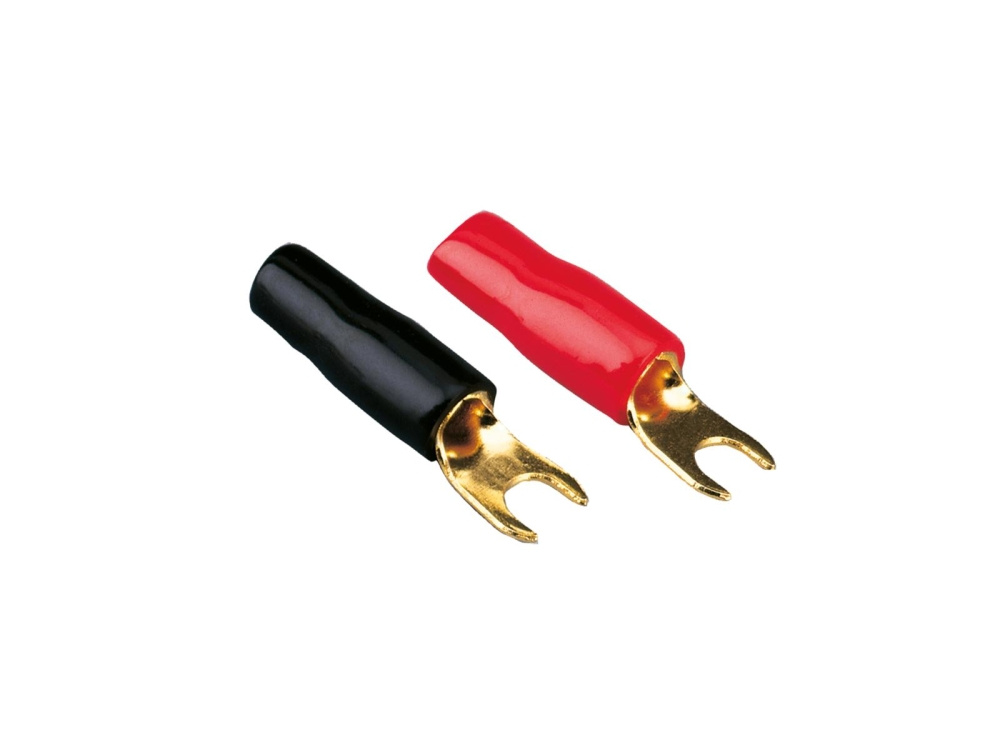 Końcówki widełkowe 10 mm², 2 czerwone/2 czarne