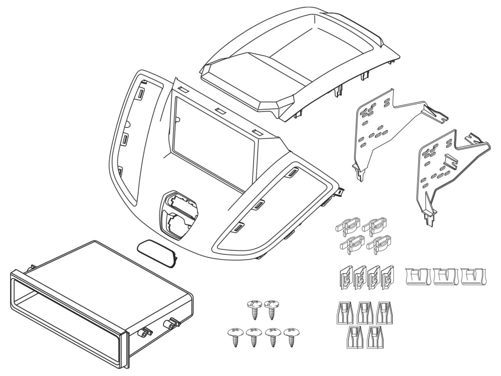 Ramka montażowa 2-DIN z kieszenią Ford Transit V363