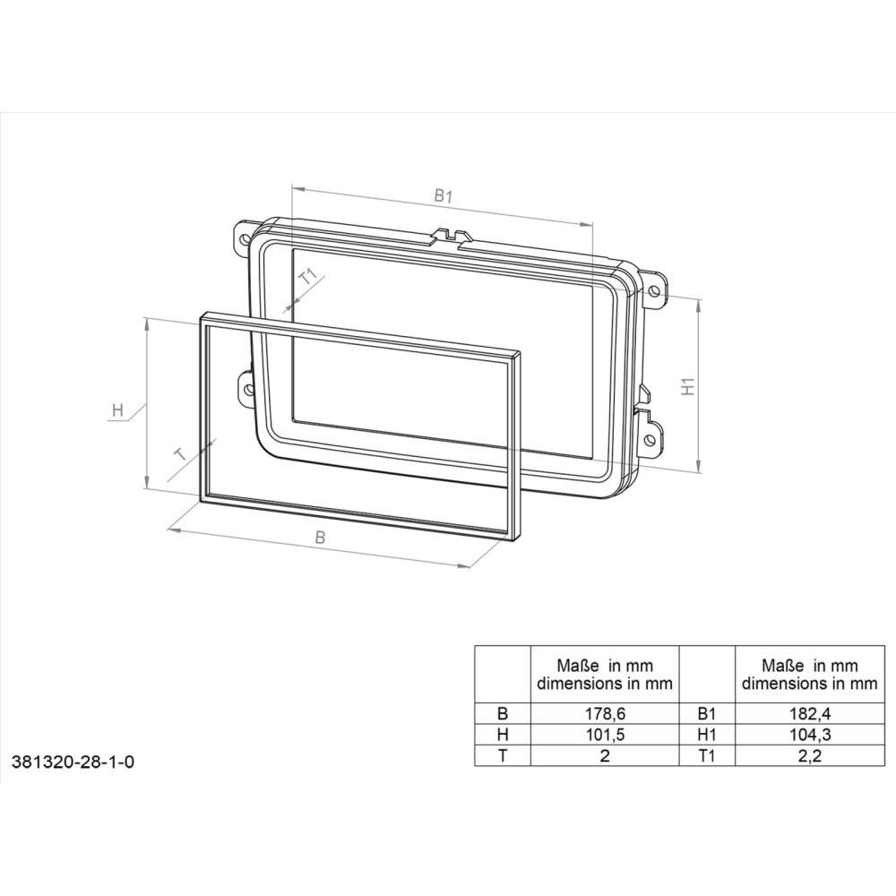 Ramka montażowa 2-DIN VW Touran 2015-2021, piano black