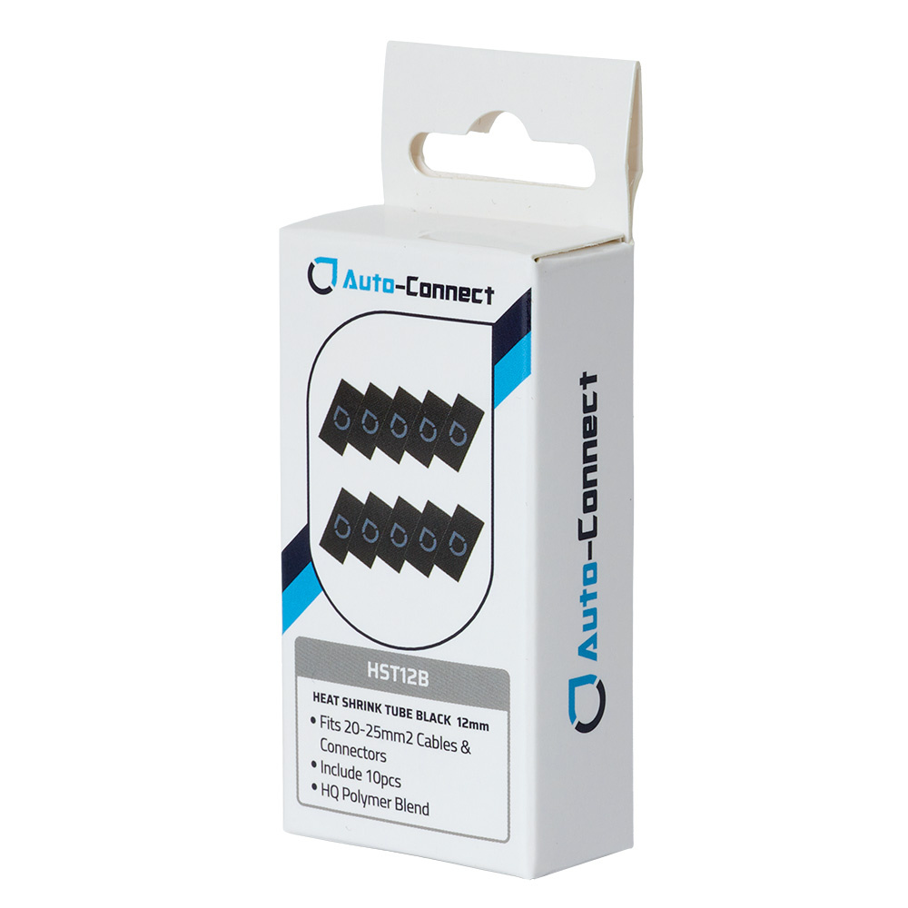 Auto-Connect 10-pak rurki termokurczliwej 12 mm, czarny