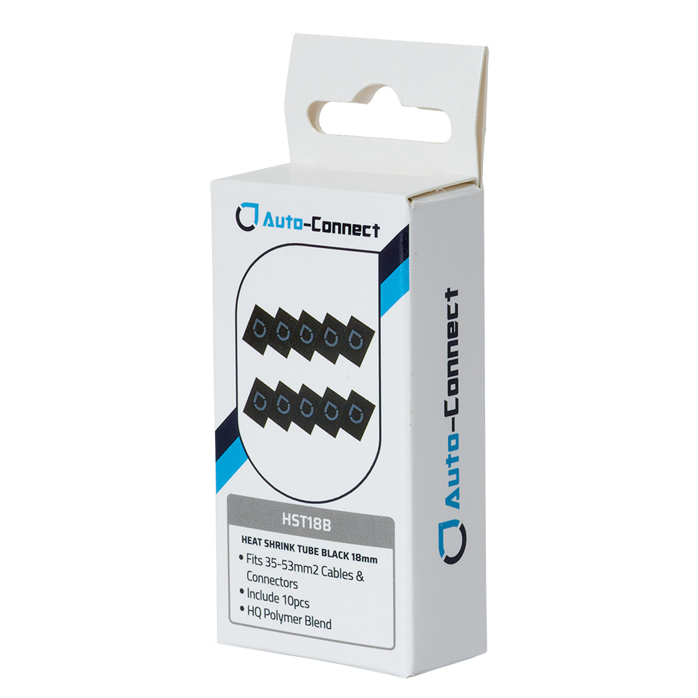 Auto-Connect 10-pak rurki termokurczliwej 18 mm, czarny