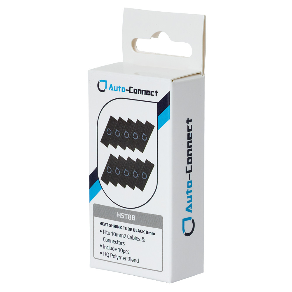 Auto-Connect 10-pak rurki termokurczliwe 8 mm, czarne
