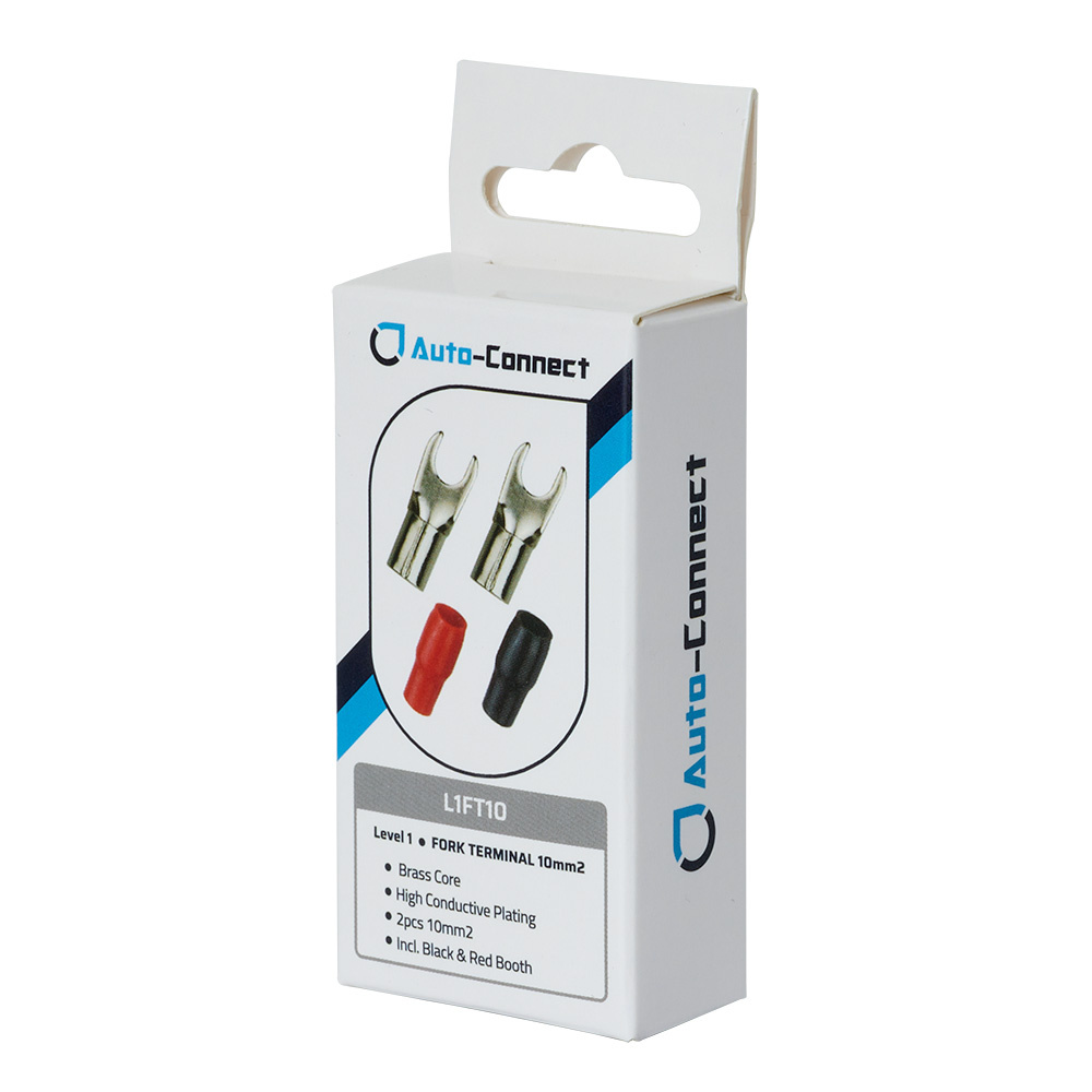 Auto-Connect czerwono-czarna widełkowa końcówka kablowa, 10 mm²