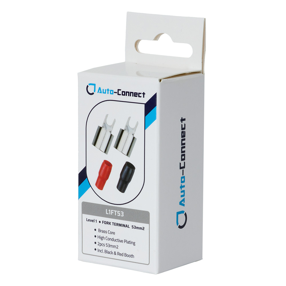 Auto-Connect czerwono-czarna widełkowa końcówka kablowa, 53 mm²