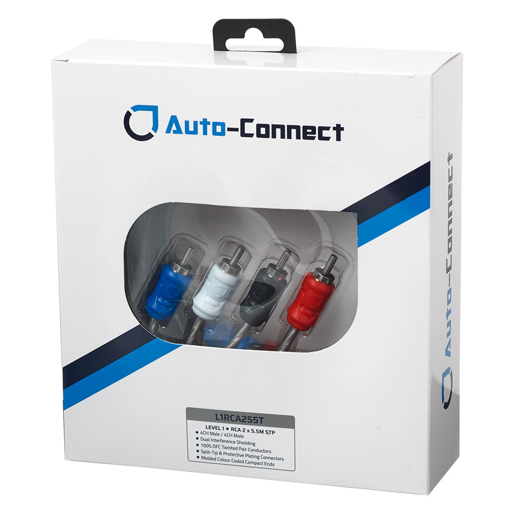 Auto-Connect 4-kanałowy skręcany kabel niskopoziomowy 5.5 metra, Level 1