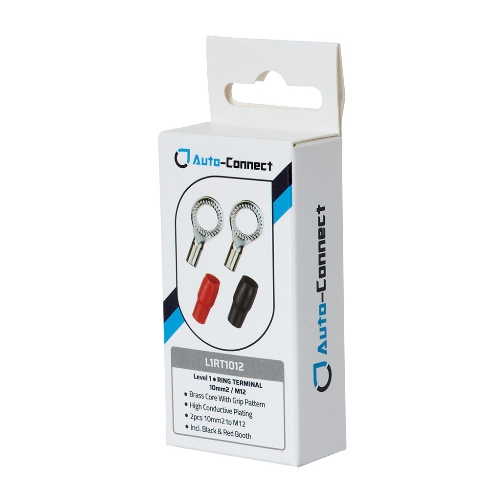 Auto-Connect czerwono-czarna końcówka oczkowa M12, 10 mm²